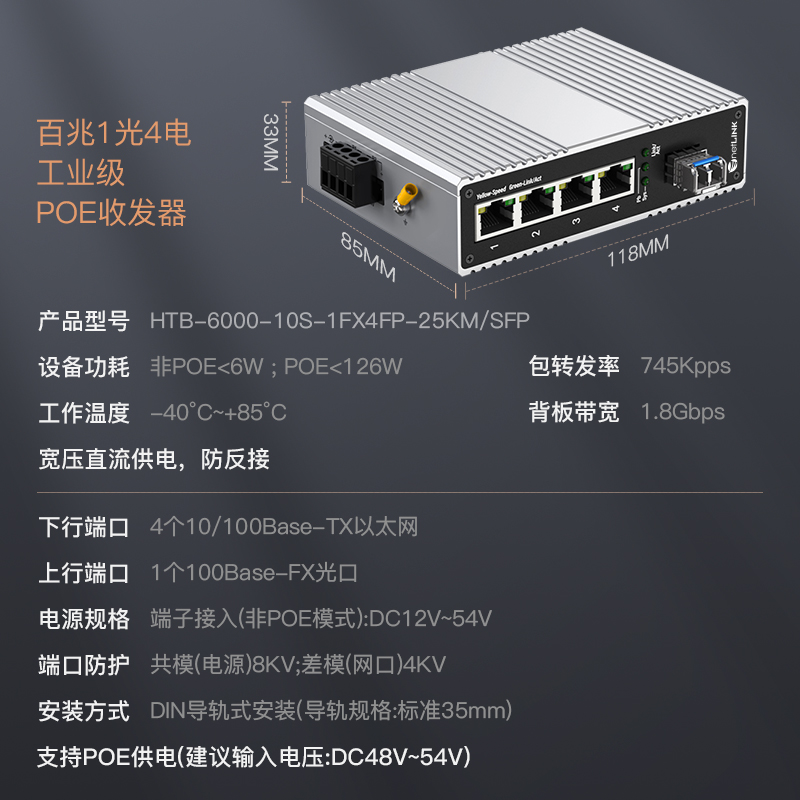 netLINK HTB-6000-10S-1FX4FP-25KM-SFP