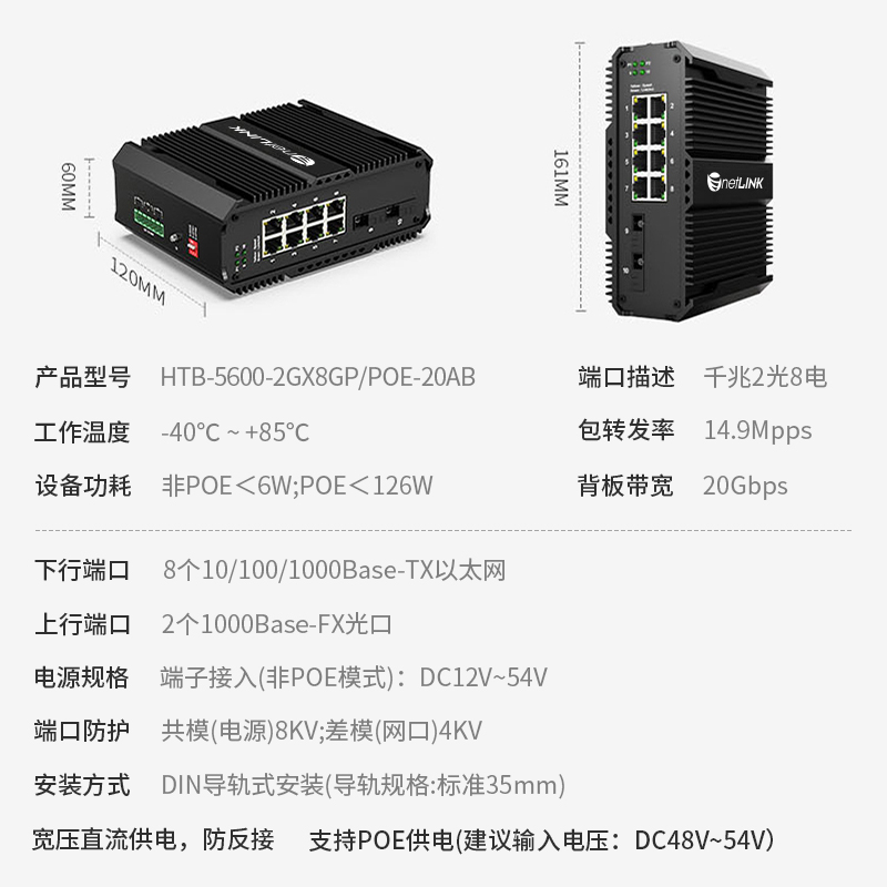 netLINK HTB-5600-2GX8GP/POE-20/AB