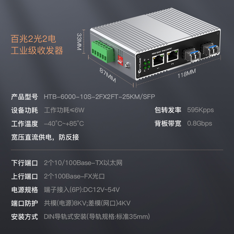 netLINK HTB-6000-10S-2FX2FT-25KM/SFP