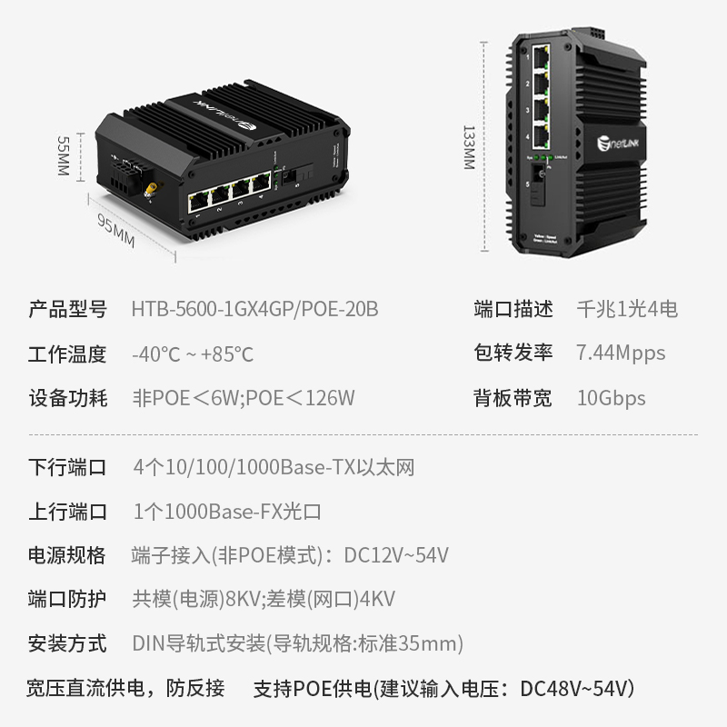 netLINK HTB-5600-1GX4GP/POE-20B