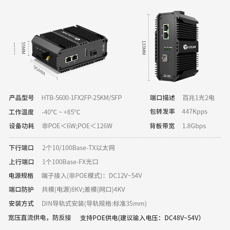 netLINK HTB-5600-1FX2FP-25KM-SFP