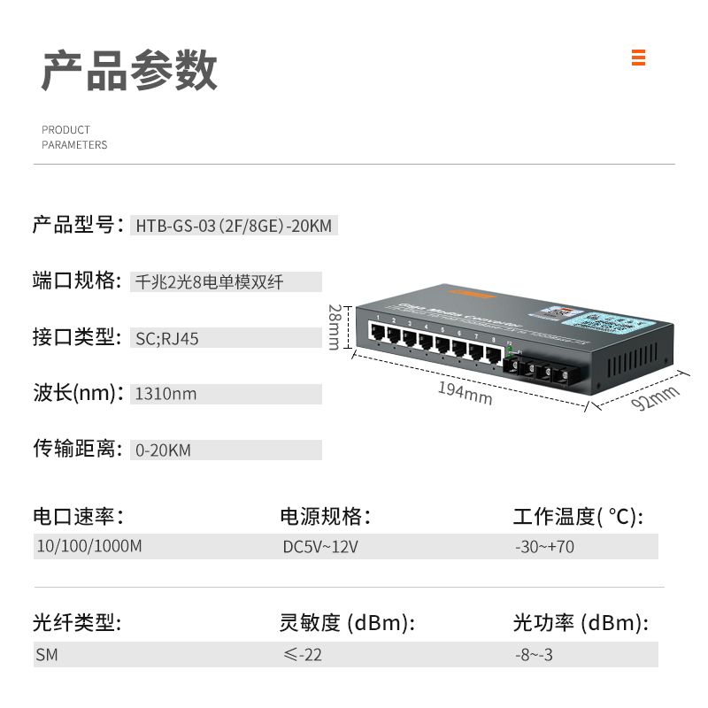 netLINK HTB-GS-03（2F/8GE）